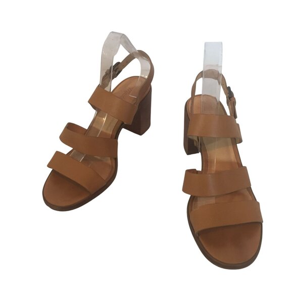 Madewell Womens Tan Leather Heel Sandals Size 8 Strappy - Picture 2 of 15
